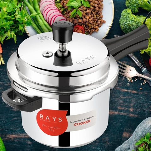 Aluminium Rays Aura Pressure Cookers With Outer Lid (5.5 Litres / 5-Year warranty)