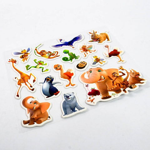 Animals Design Adhesive 3D Stickers (1 Sheet / 22×19 Cm)