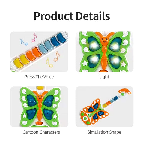 तितली गिटार खिलौना लाइट और संगीत खिलौना के साथ (1 पीसी / बैटरी शामिल नहीं)
