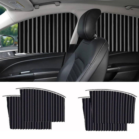 Curtain for Car Window | Heat & Sunshade Protection (4 Pcs With Curtain Hook & Adhesive Tap Set)q