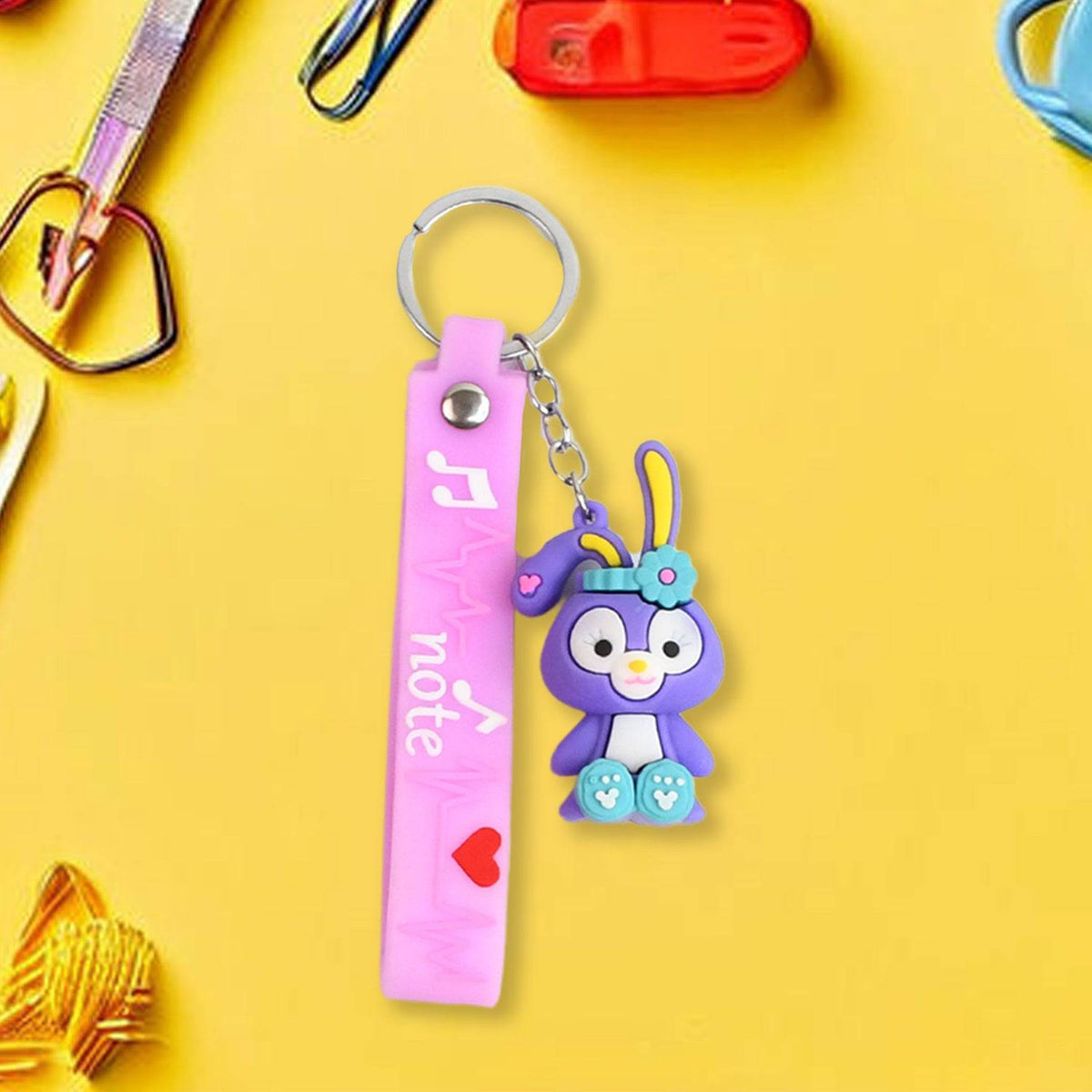 Cute Cartoon Silicone 3D Key Chain with Metal Hook & Strap (Pack of 1)-jugaad.shop