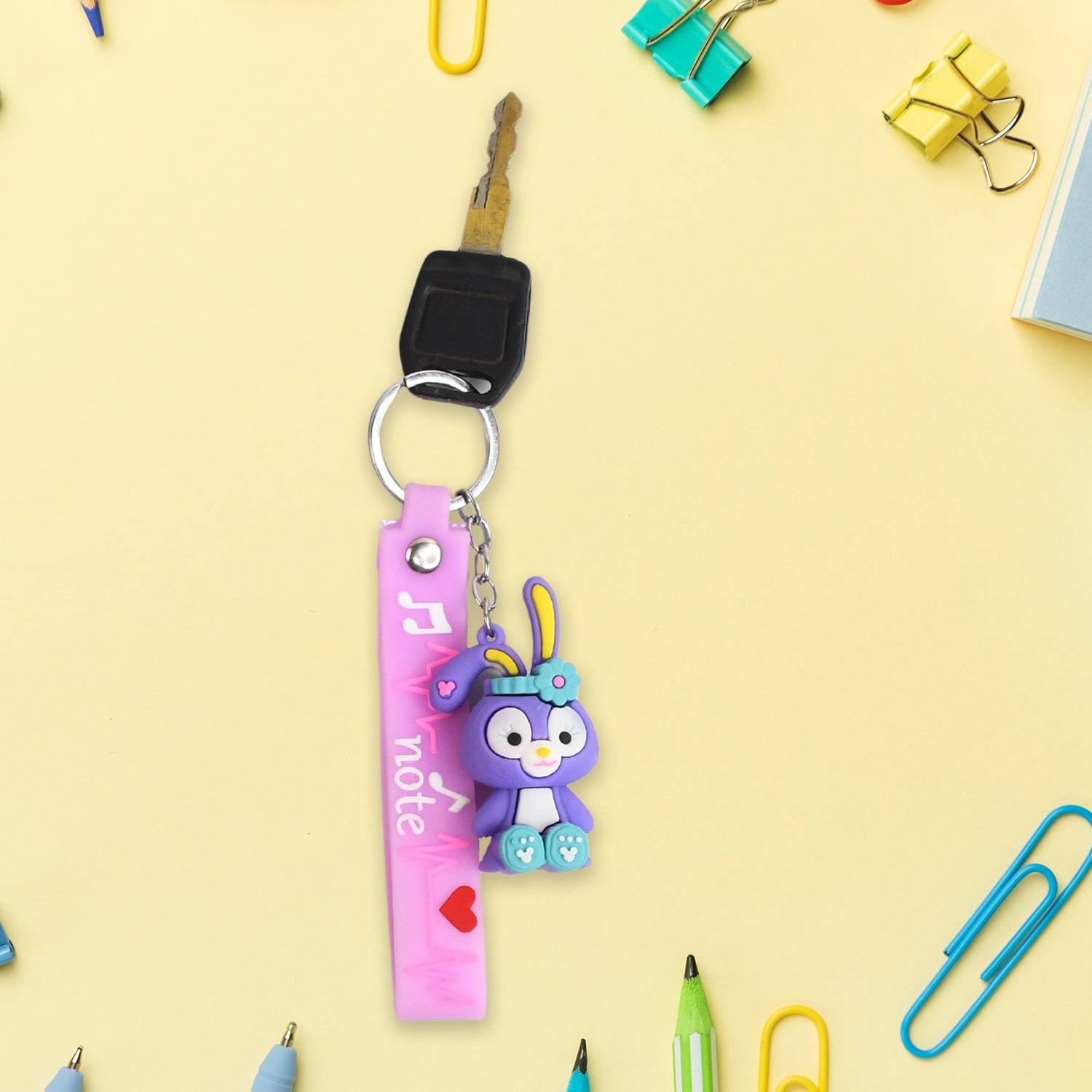 Cute Cartoon Silicone 3D Key Chain with Metal Hook & Strap (Pack of 1)-jugaad.shop