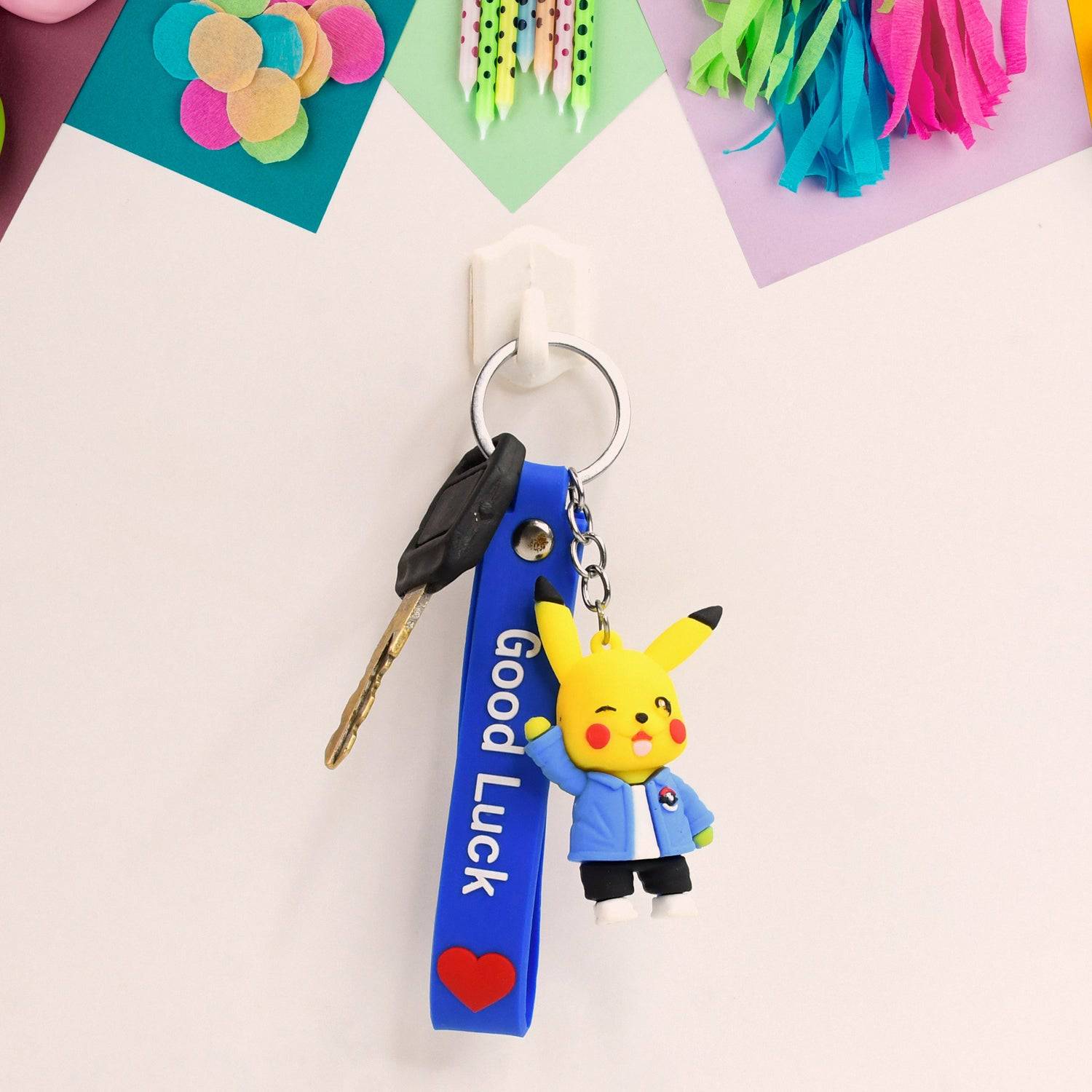 Cute Silicone 3D Key Chain with Metal Hook & Strap (Pack of 1)-jugaad.shop