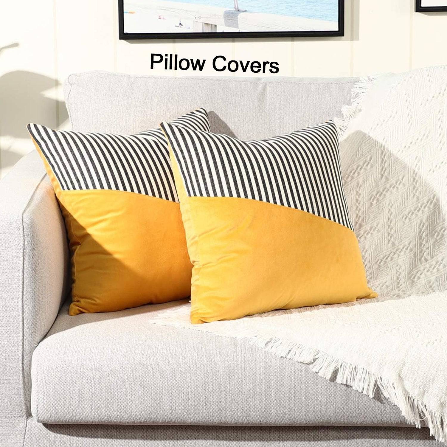 Decorative Pillow Covers Cushion Cases Soft Cotton (22 × 22 Inch / 1 Pair / 2 Pc)