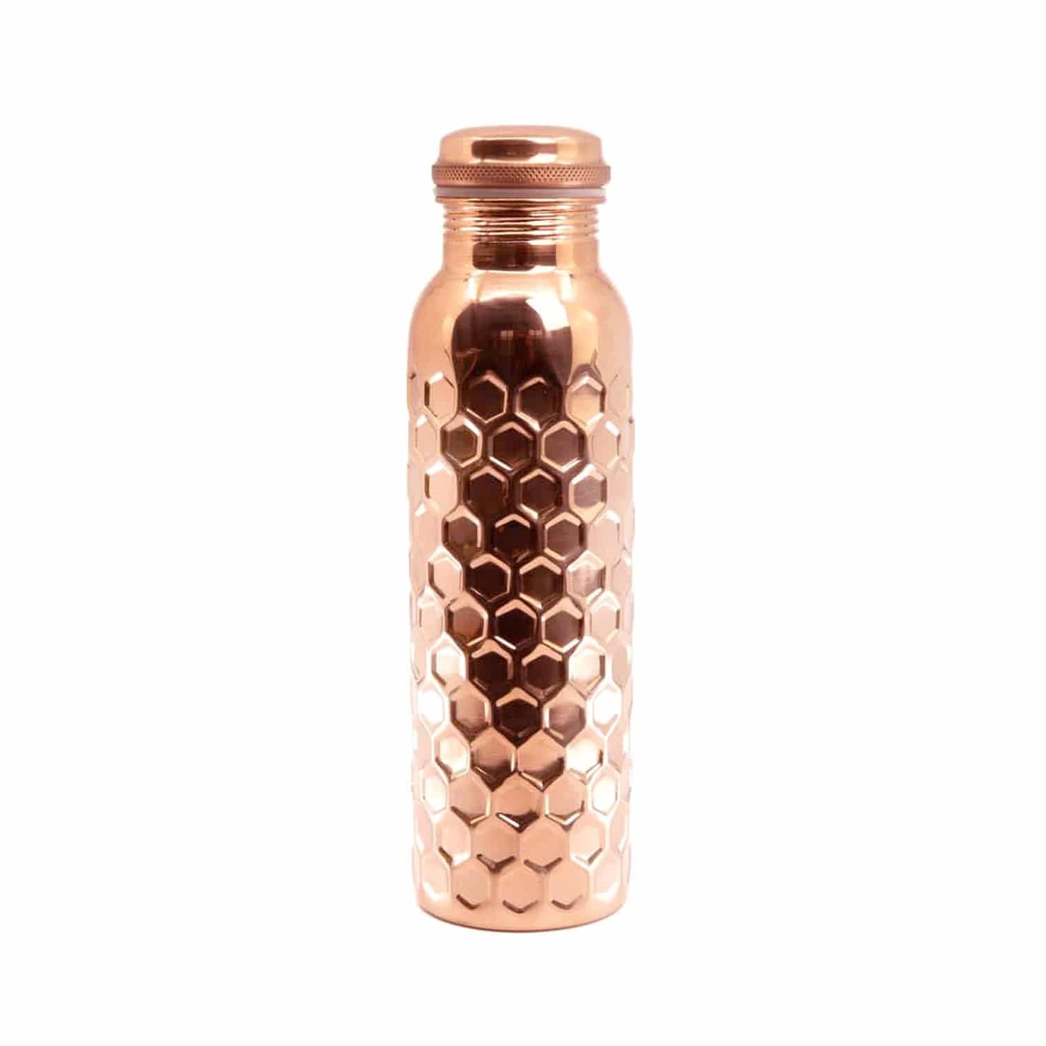 Diamond Cut Copper Water Bottle 2 Glasses with Gift Box (3 Pcs Set)-jugaad.shop