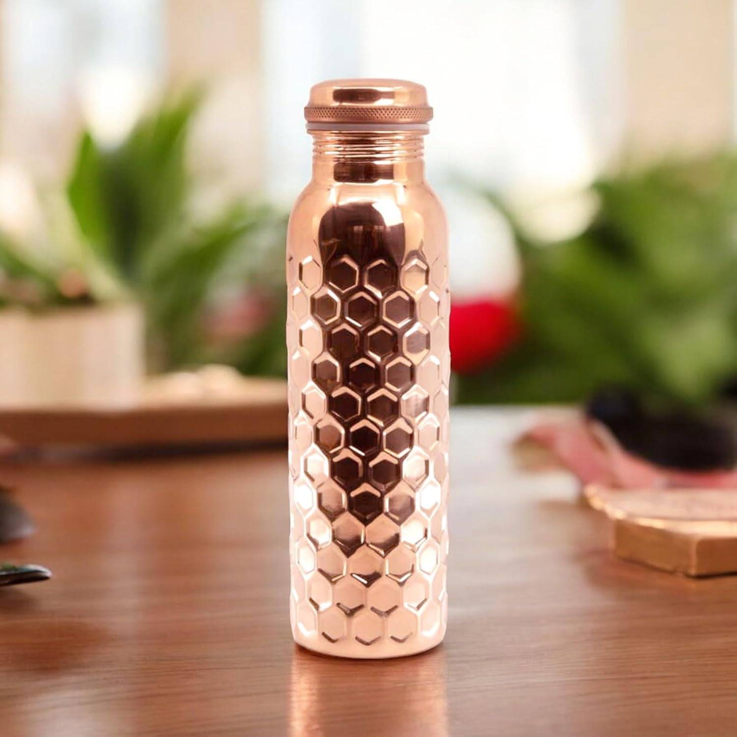 Diamond Cut Copper Water Bottle 2 Glasses with Gift Box (3 Pcs Set)-jugaad.shop