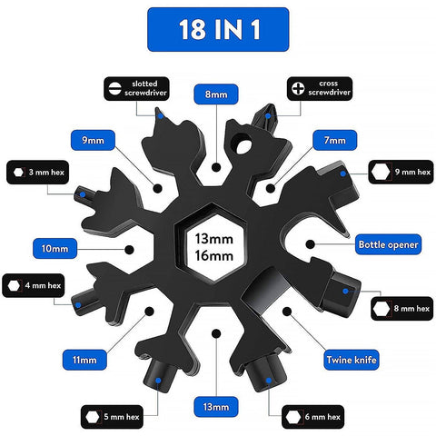 Durable & Portable 18 in 1 Snowflake Multi-Tool, Snowflake Bottle Opener Flat Phillips Screwdriver Kit Wrench - jugaad.shop