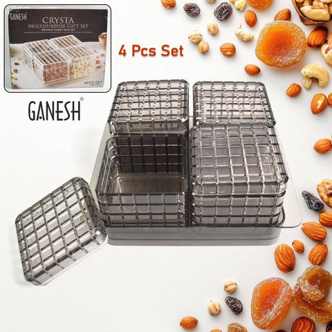 Ganesh Multipurpose Gift Set, Dry fruit Candy (4 Pcs Set / With Tray)