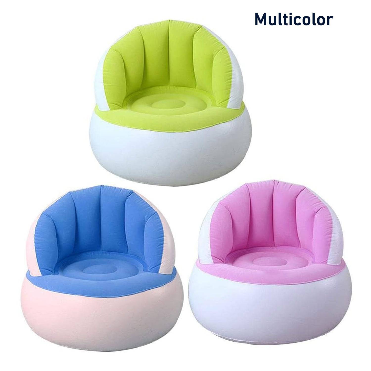 Kids inflatable sofa chair with backrest & Foot Air Pump with Hose (1 Set / 85x74 Cm Approx)