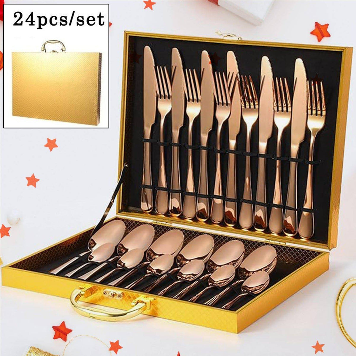 Kitchen Tableware / Flatware Sets Kitchen Forks Spoons with Gift Box (24 Pcs Set) - jugaad.shop