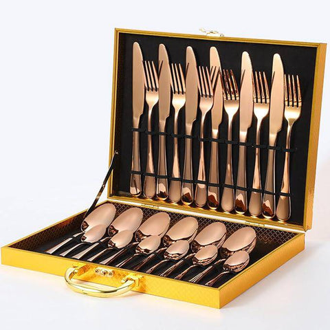 Kitchen Tableware / Flatware Sets Kitchen Forks Spoons with Gift Box (24 Pcs Set) - jugaad.shop