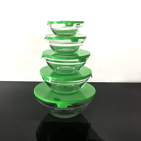 Modern Glass Bowl Set Mixing / Storage Bowls with Lids (5 Pcs Set) - jugaad.shop