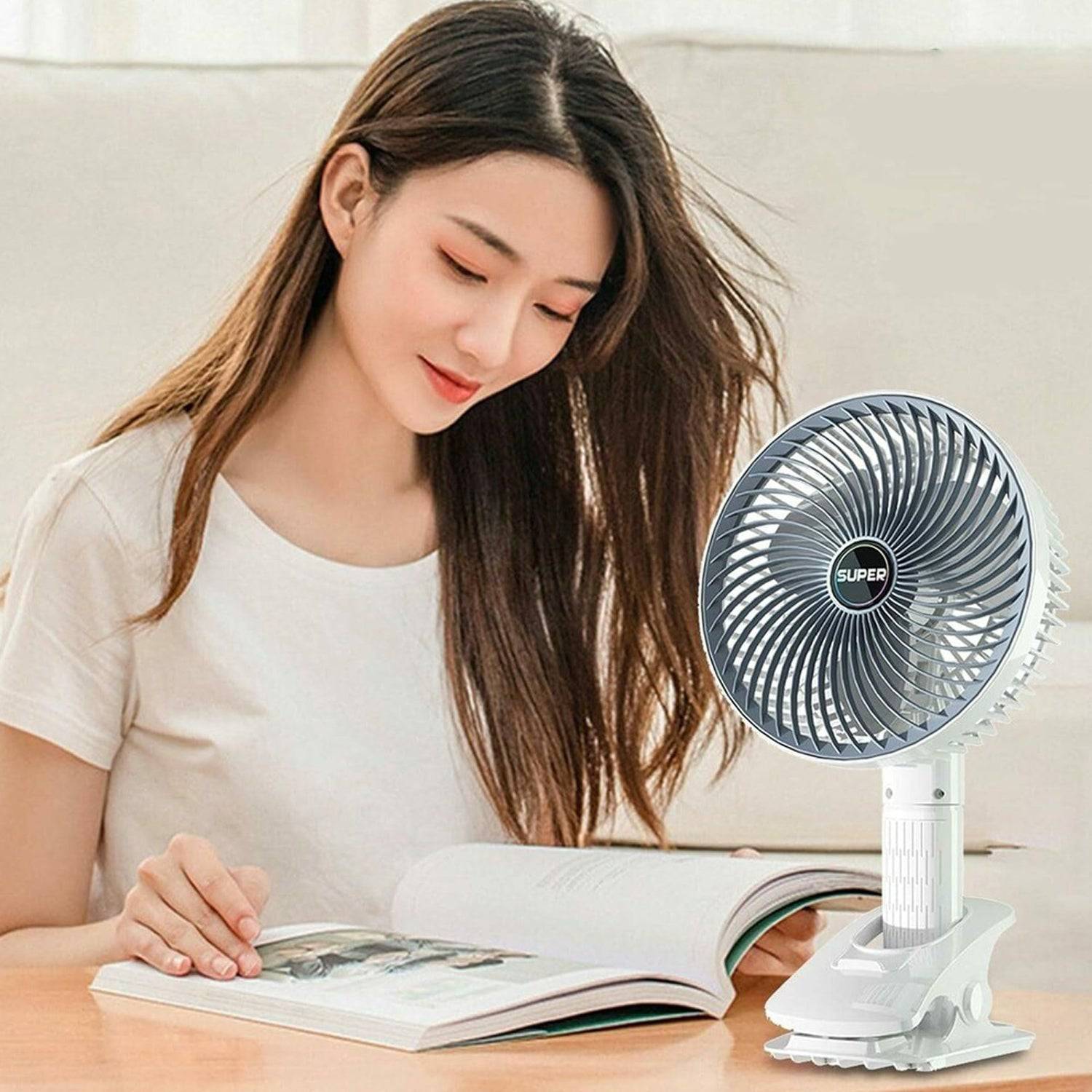 Multifunctional USB Desk Fan Clipped Fan (1 Pc / With Brown Box)