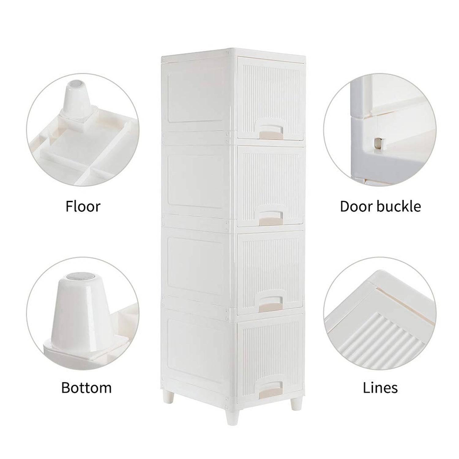 Multipurpose Storage Cabinet, Storage Solutions plastic drawers || Multi Layer Wardrobe Storage Drawers || Foldable Multipurpose Drawer Units For Kitchen, Bathroom, Bedroom, Cloth (4 Layer)-jugaad.shop