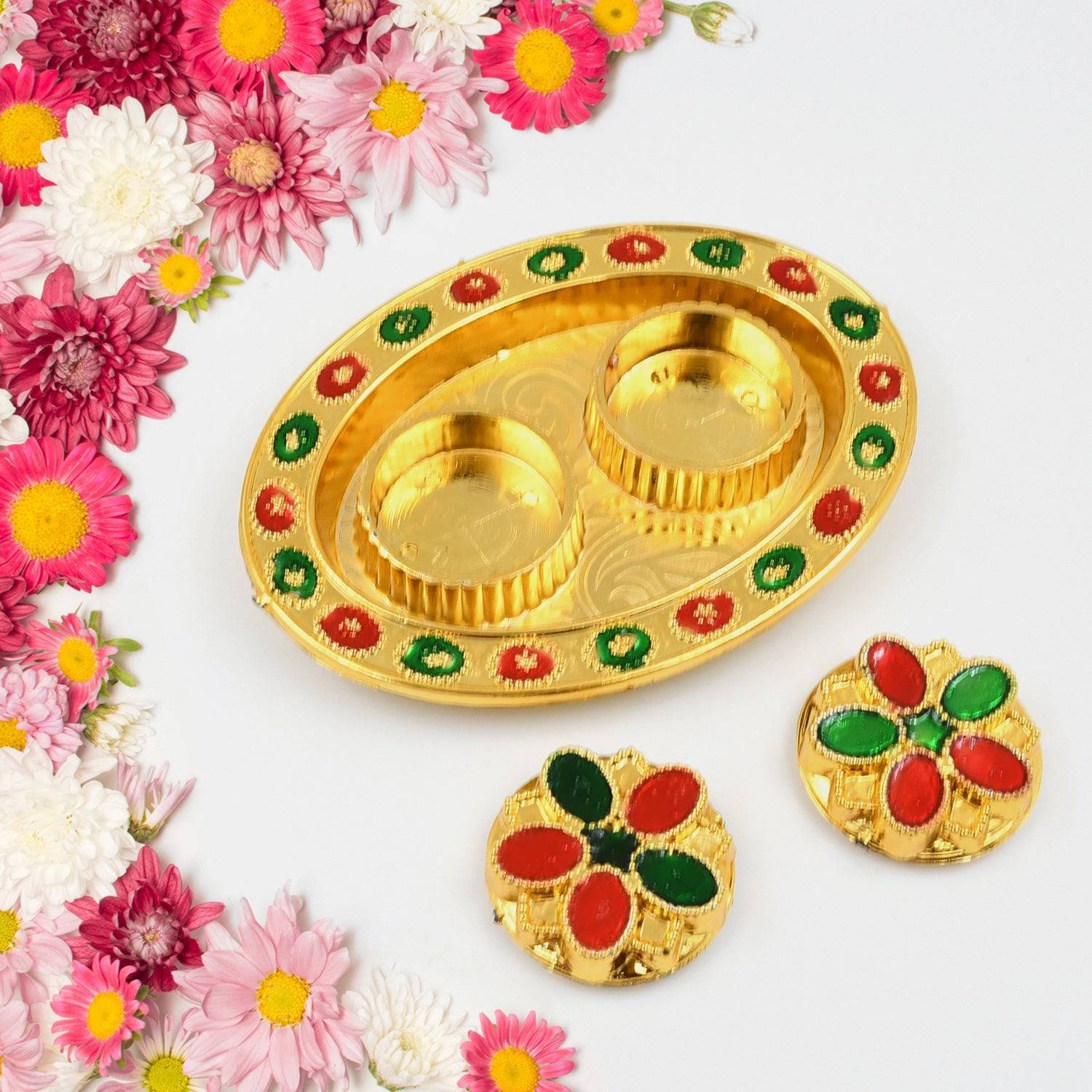 Oval Shape Special Puja Thali (1 Pc / Mix Design)