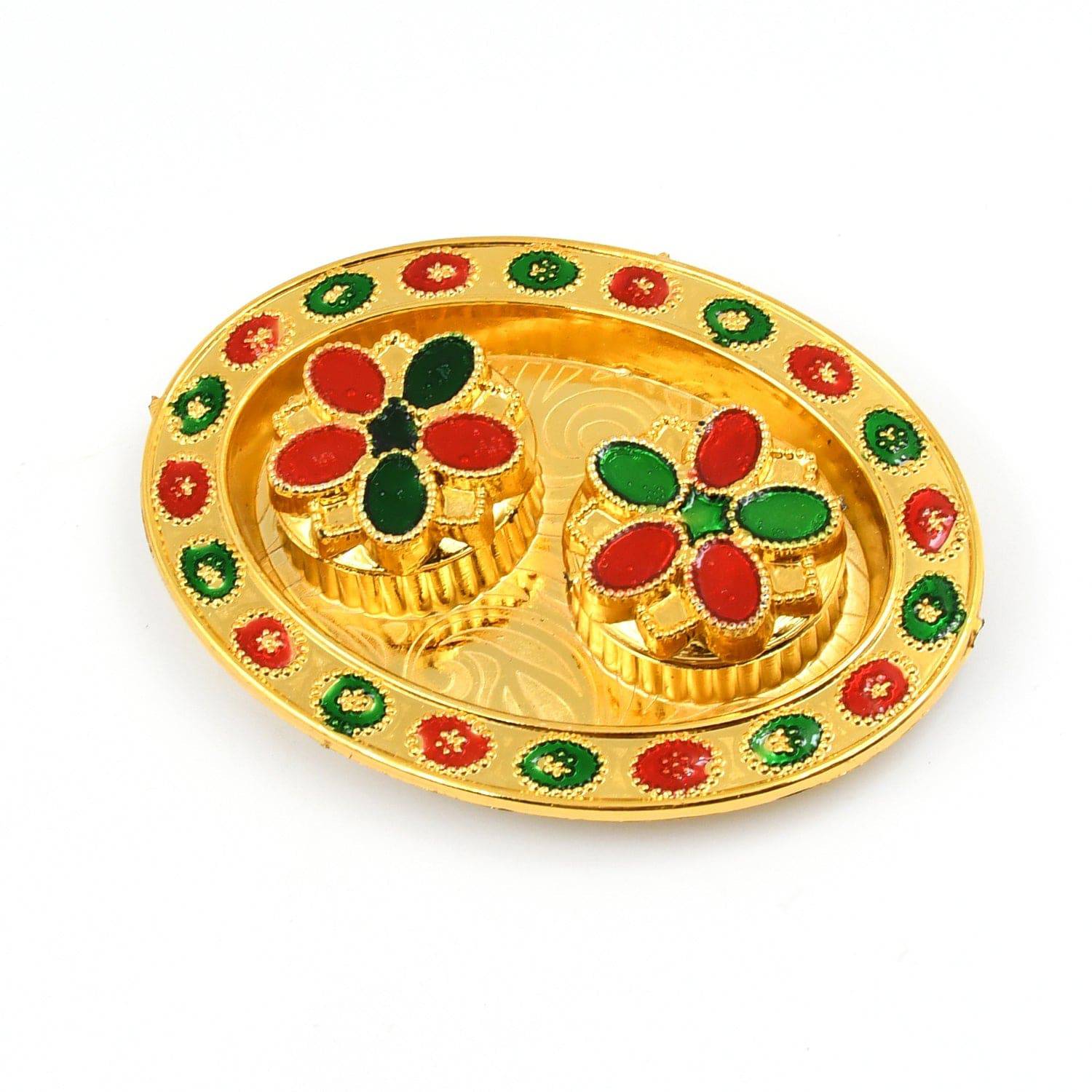 Oval Shape Special Puja Thali (1 Pc / Mix Design)