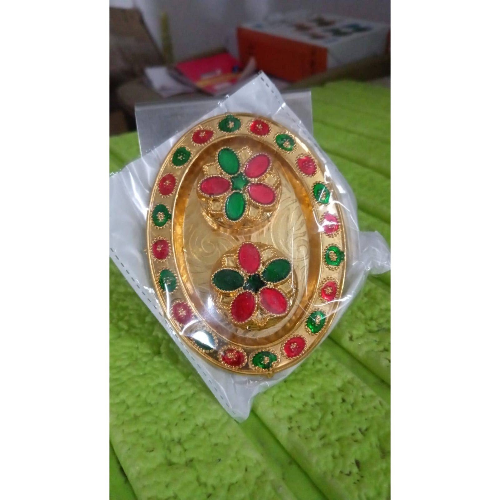 Oval Shape Special Puja Thali (1 Pc / Mix Design)