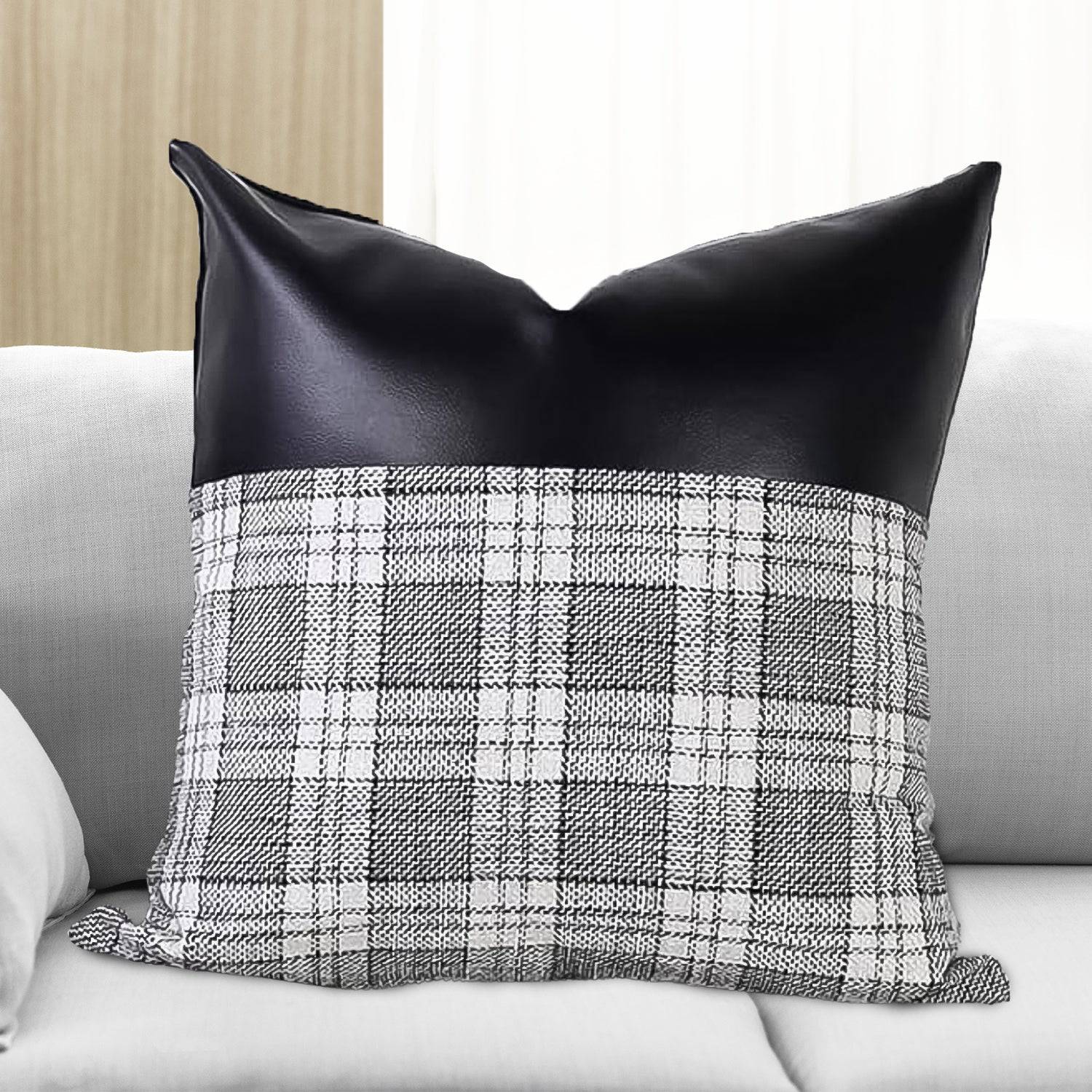 Pillow Covers Cushion Cases Soft Leather and Cotton (23 × 22 Inch / 1 Pair / 2 Pc)