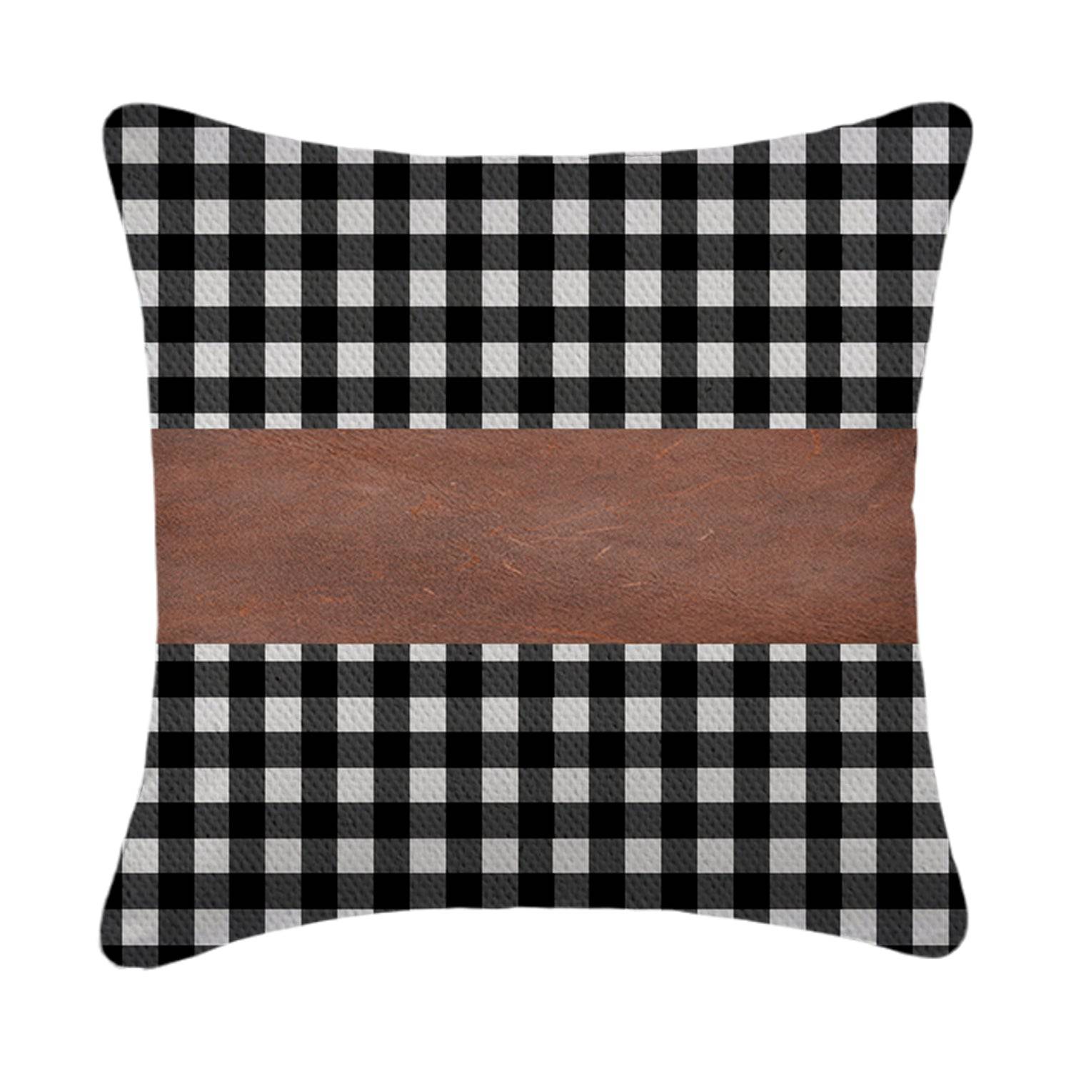 Pillow Covers, Leather & Cotton Cushion Covers (15 × 15 Inch / 1 Pair / 2 Pc)