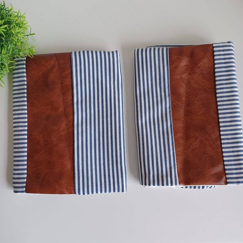 Pillow Covers, leather & cotton Cushion Covers (16 × 16 Inch / 1 Pair / 2 Pc)