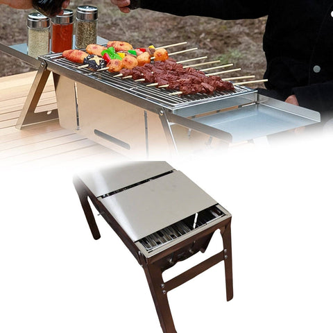 Portable BBQ / Barbecue Grill Stainless Steel Folding Charcoal Grill (1 Set / Net Weight : 2207 GM)