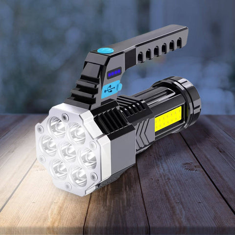 Portable Flashlight / Torch  COB 7LED Hand Light USB Rechargeable Light with Side Light (1 Pc)