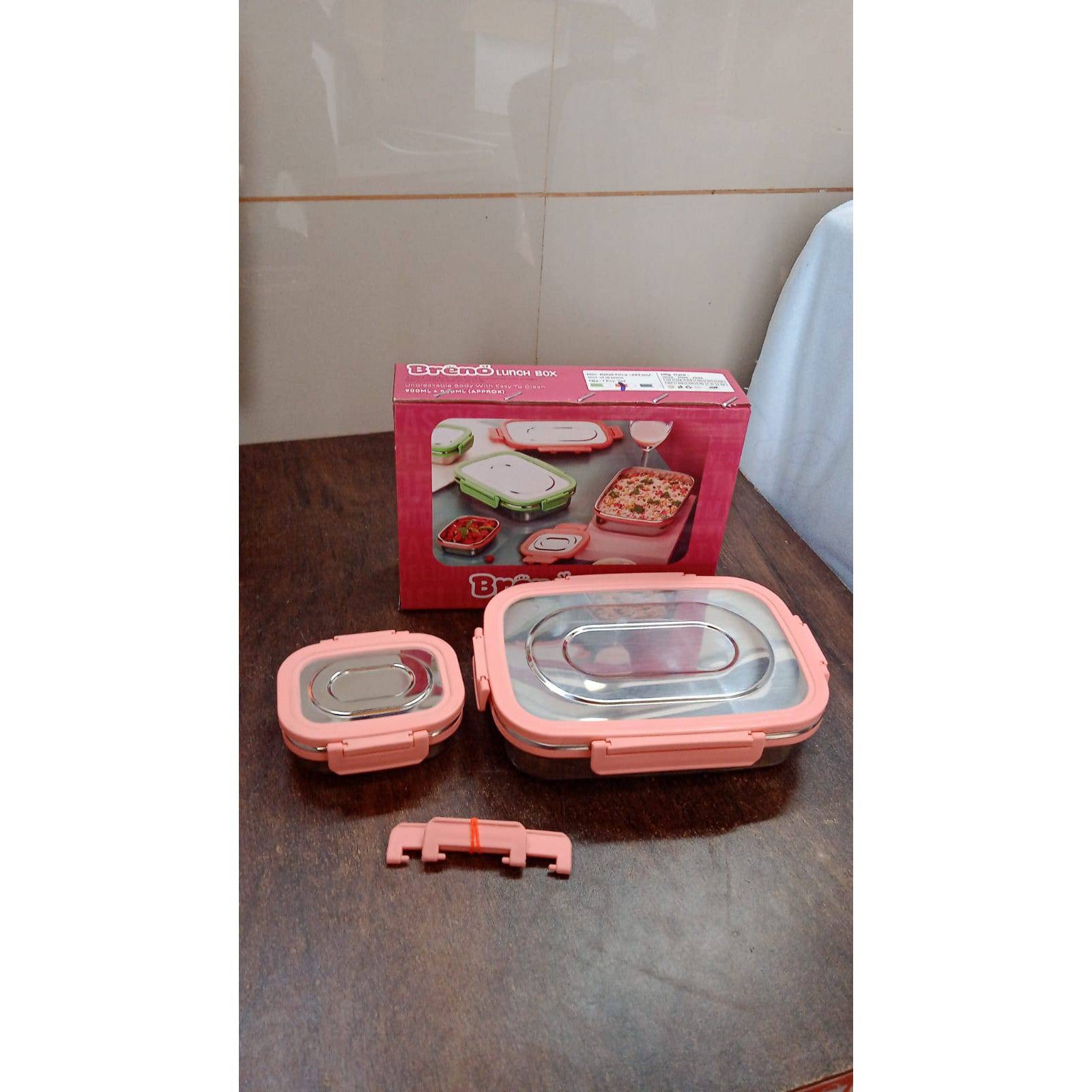 Premium Stainless Steel Leak Proof Air Tight Lunch Boxes (900ML+200ML Approx / 2 Pc Set)