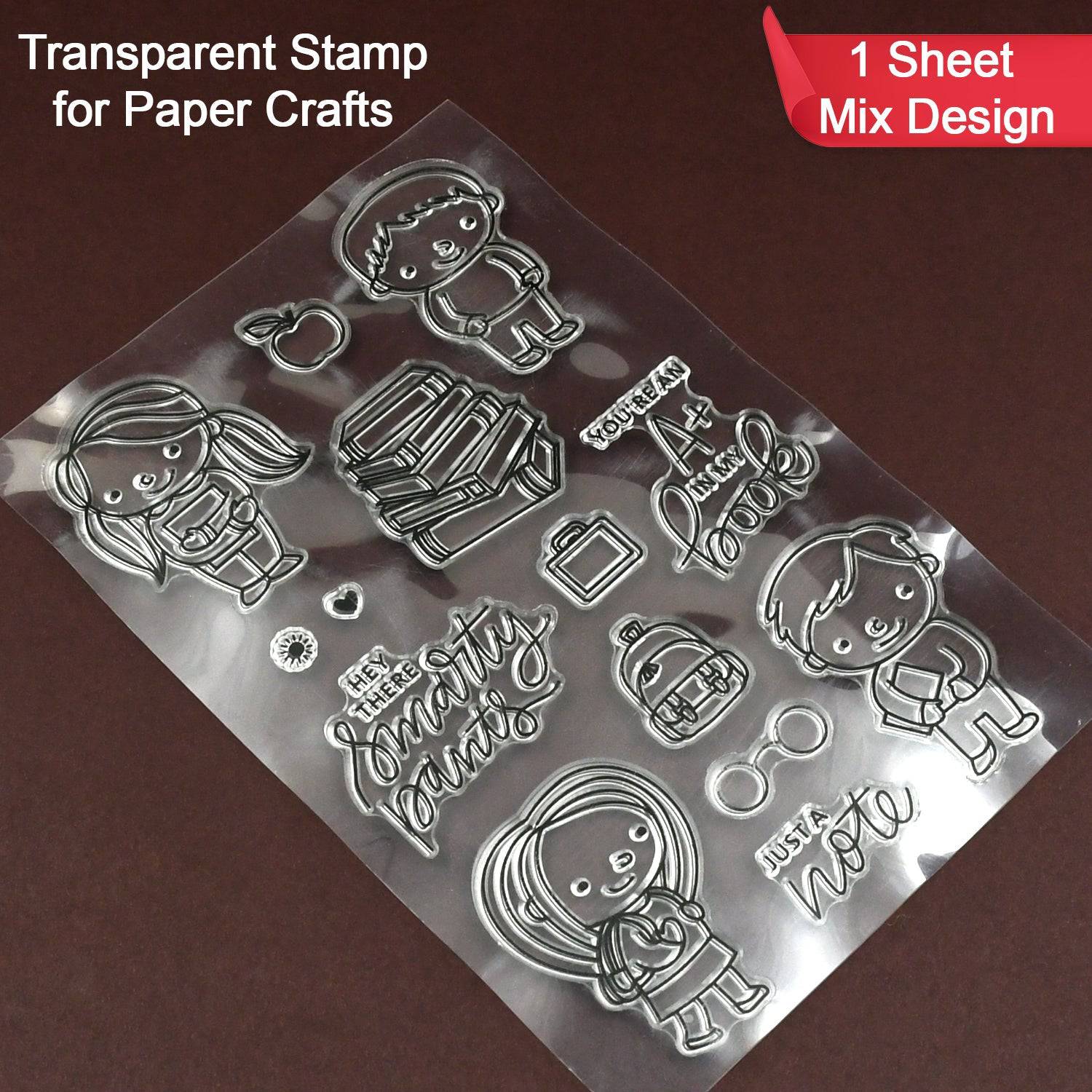 Reusable Transparent Rubber Stamp for Paper Crafts (Mix Design / 1 Sheet)