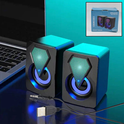 RGB Desktop Speakers, Plug, and Play USB Powered Speaker (2 Pc Set) - jugaad.shop