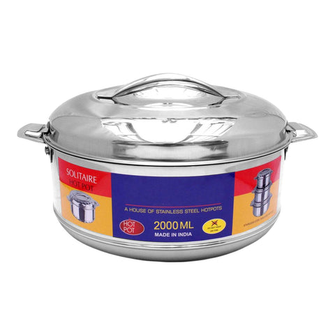 Royal Unique Hot Pot Stainless Steel Insulated Serving Casserole with Lid Handle (2000 ML)