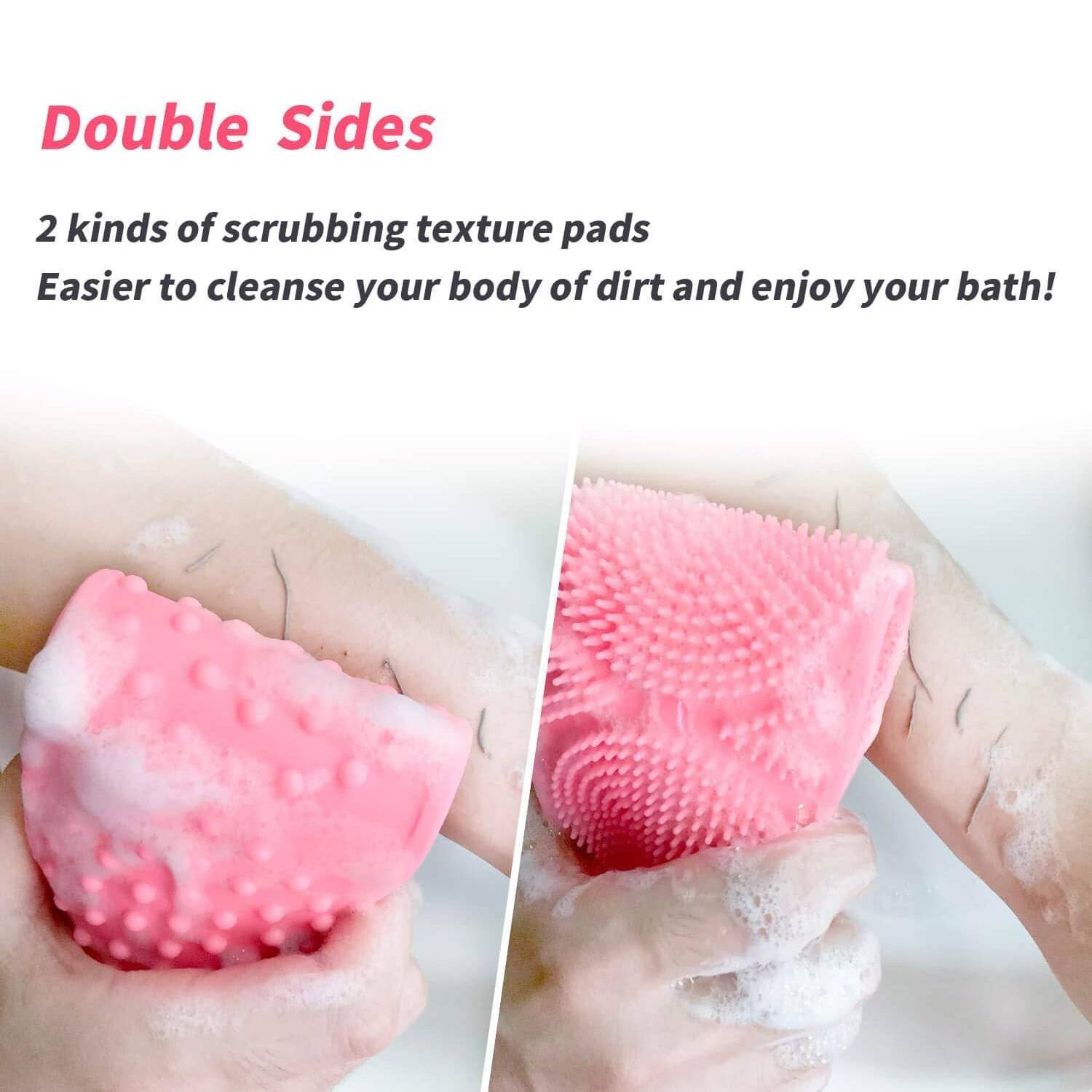 Silicone Body Back Scrubber Double Side Bathing Brush for Skin Deep Cleaning Massage, Dead Skin Removal (101 Gm | medium Size /1pc) - jugaad.shop