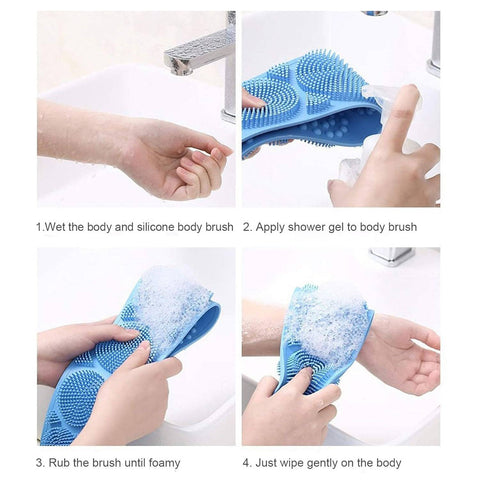 Silicone Body Scrubber Silicone Bath Body Brush (1 Pc / 25 Inch) - jugaad.shop