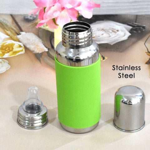 Stainless Steel Baby Feeding Bottle, Milk Feeding Bottle With Silicove Grip Cover (250 ML)