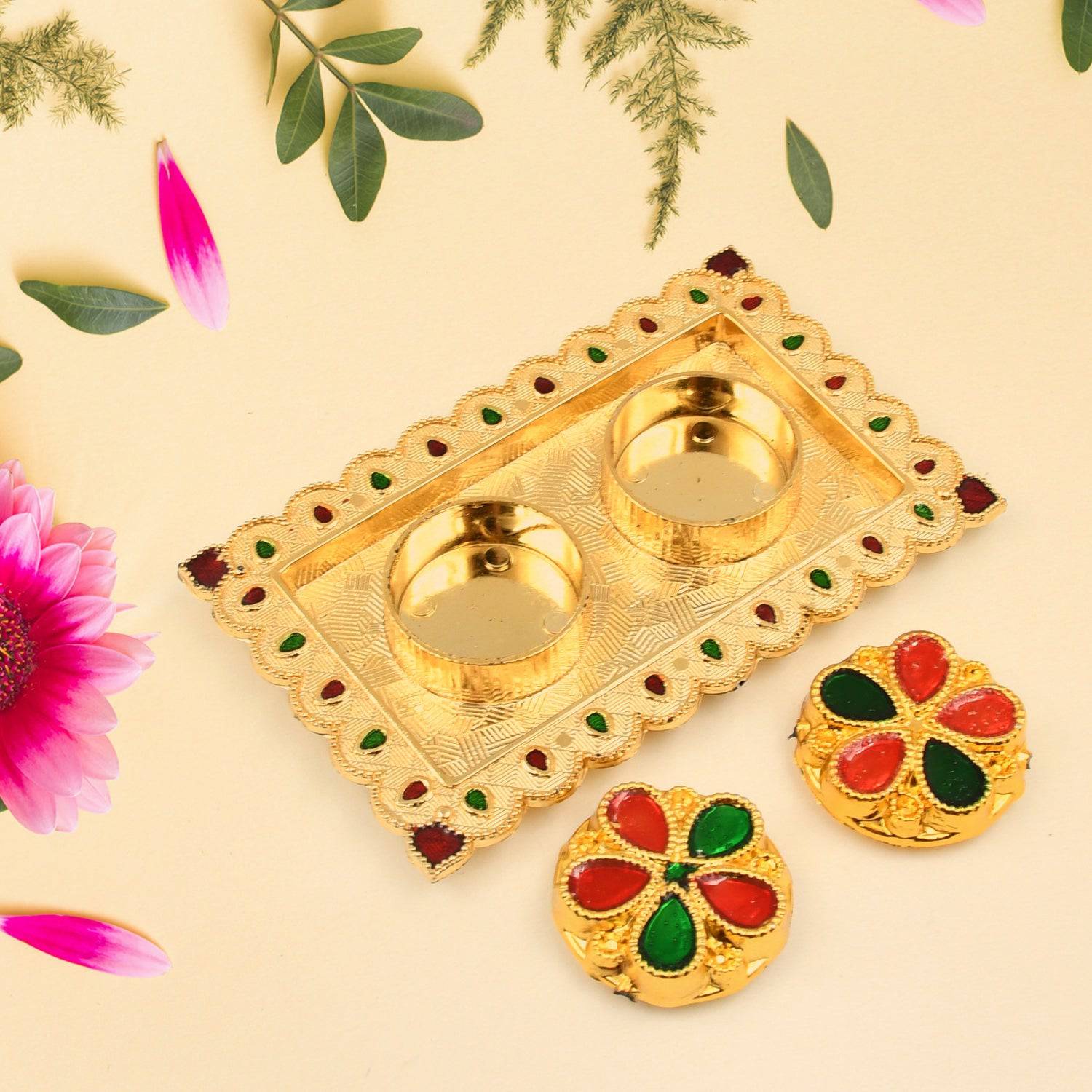 Tray Shape Special Puja Thali (1 Pc / Mix Design)