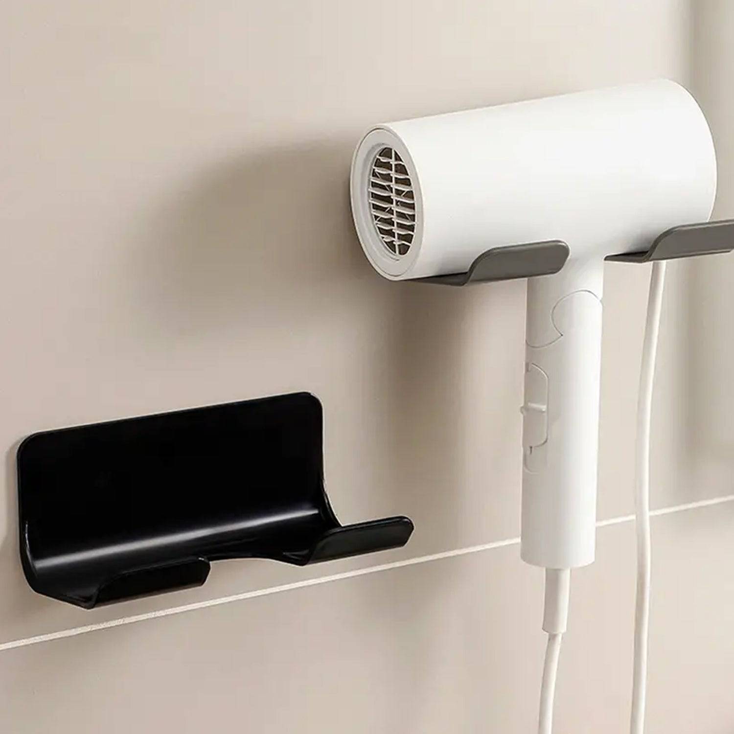 Wall Mounted Hair Dryer Storage Rack With Hook (1 Pc)