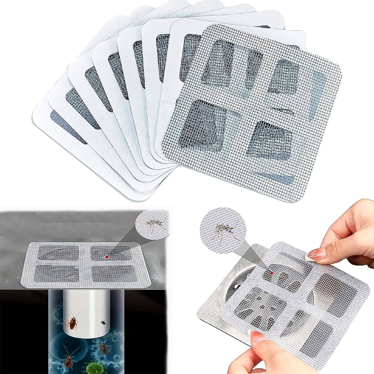 Window Screen Mesh Hole Repair Kit Patch Adhesive (10×10 CM / 10 Pcs Set)