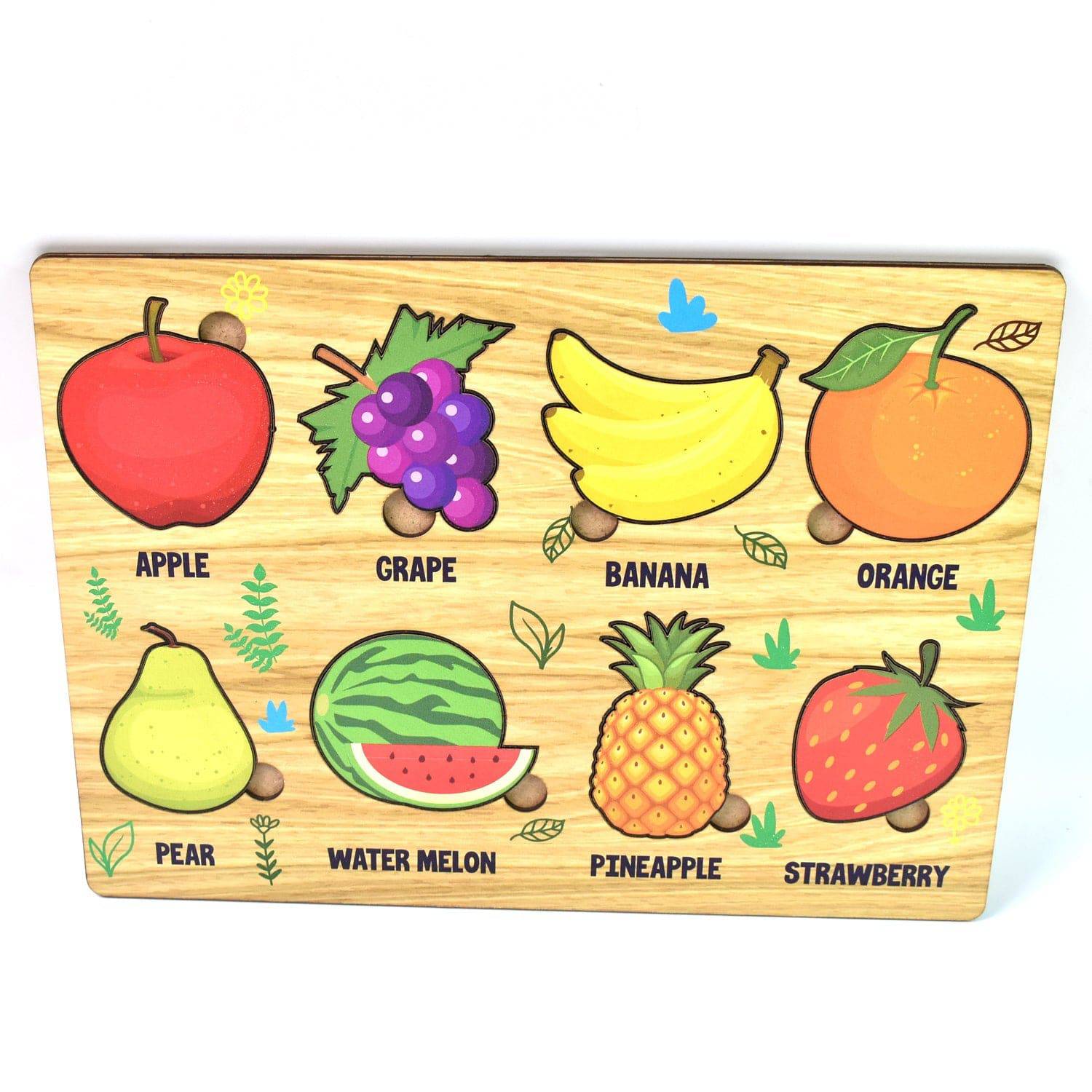 Wooden Fruits Puzzle Learning Educational Board (1 Set / 28×20 Cm)