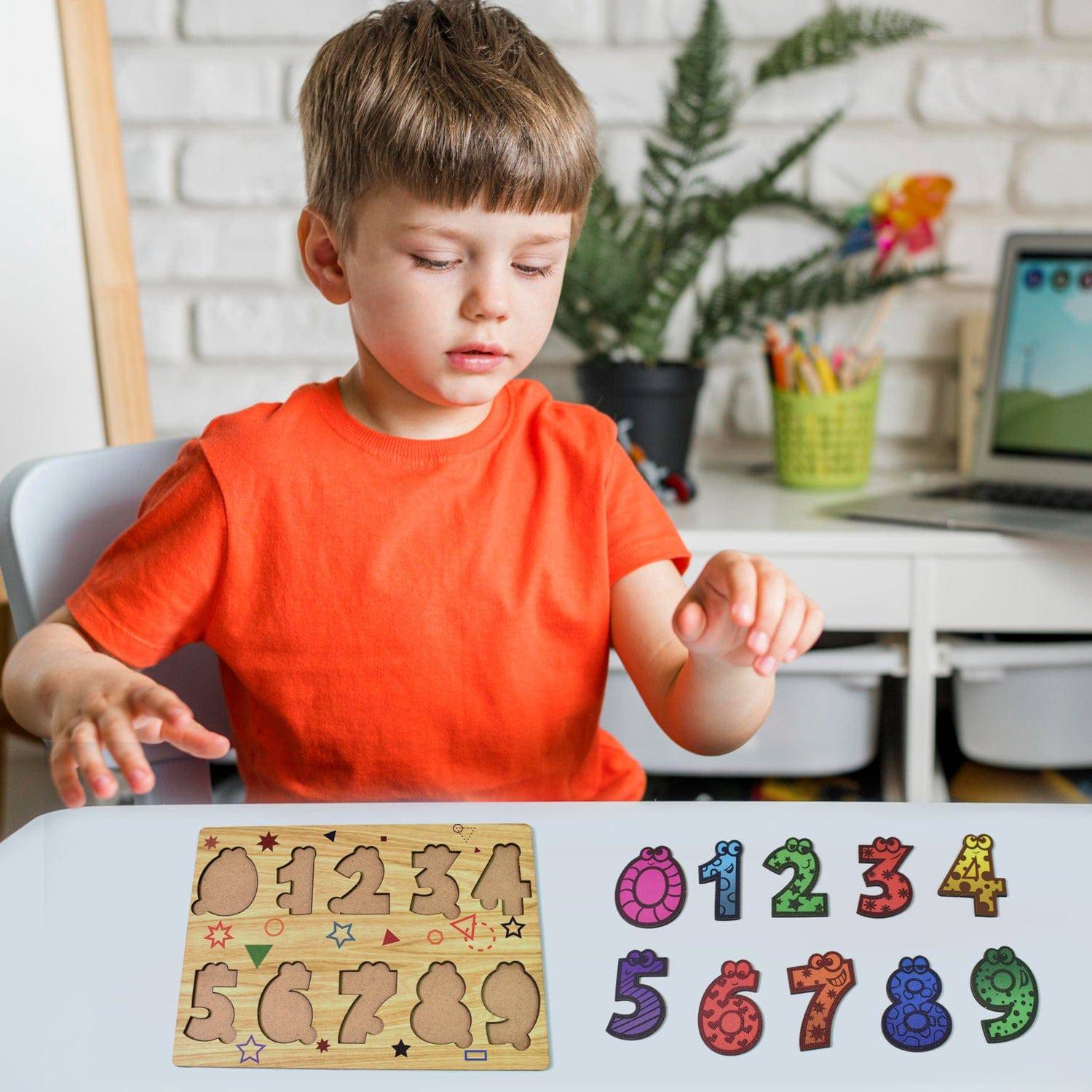 Wooden Number Puzzle Learning Educational Board (1 Set / 28×20 Cm)