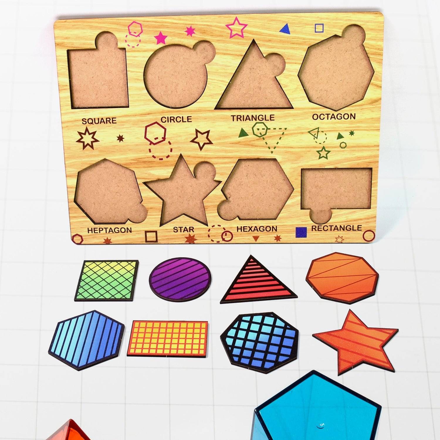 Wooden Triangles Puzzle Learning Educational Board (1 Set / 28×20 Cm)