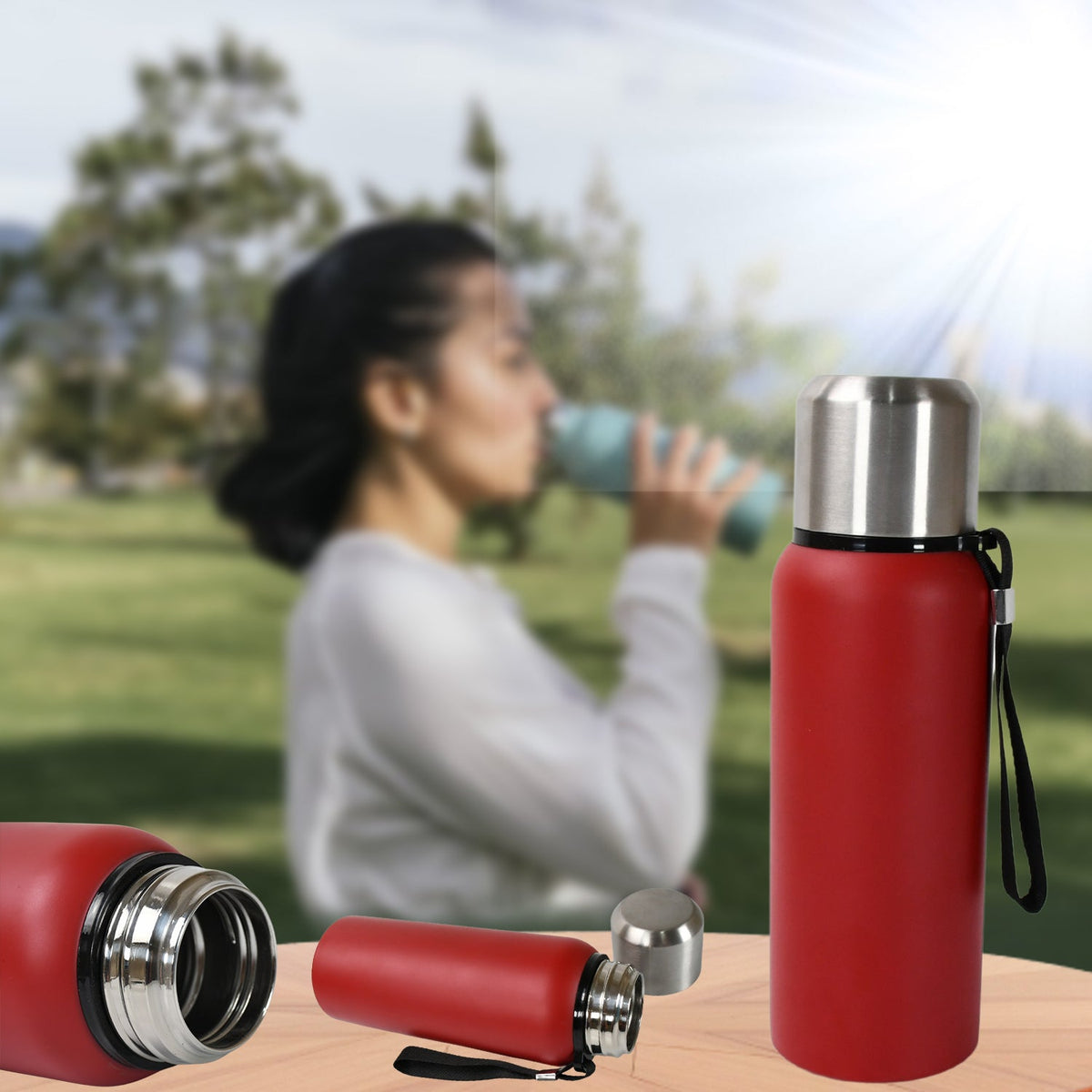 Stainless Steel Water Bottle, Fridge Water Bottle, Stainless Steel Water Bottle Leak Proof, Rust Proof, Cold & Hot Thermos steel Bottle| Leak Proof | Office Bottle | Gym | Home | Kitchen | Hiking | Trekking | Travel Bottle (Approx 600ML) - jugaad.shop